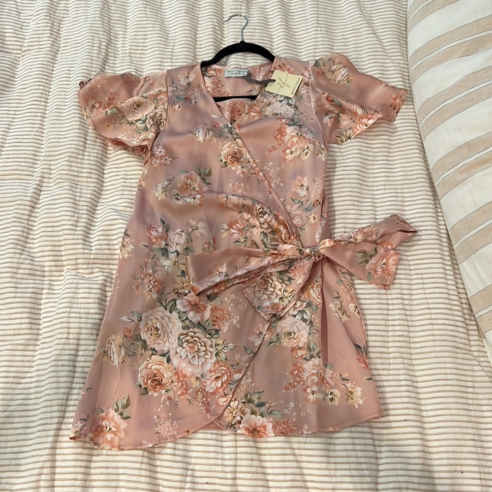 NWT Blush Pink Floral Wrap Dress